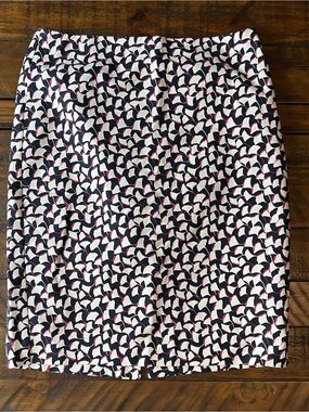 Ann Taylor Black, White & Pink Geometric Pencil Skirt